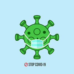 Coronavirus symbol with mask for stop covid.  Vector illustration.