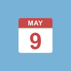 calendar - May 9 icon illustration isolated vector sign symbol
