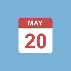 calendar - May 20 icon illustration isolated vector sign symbol