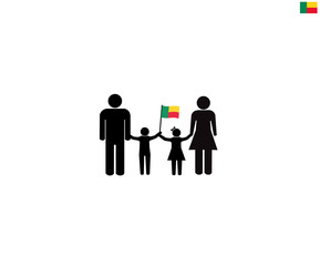 Beninese family with Benin national flag, we love Benin concept, sign symbol background, vector illustration.