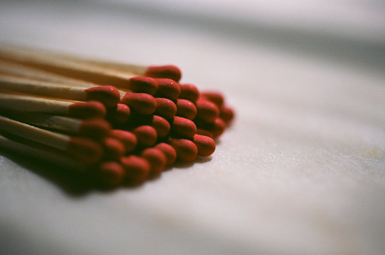 Close-up Of Matchsticks On Table At Home