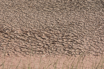 Dry soil cracking, Dry land. Cracked ground background..Cracks of soil, white and black surfaces for texture and background.