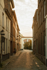Obraz premium Panoramic view of cobbled street in Europe