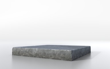 3D Illustration grunge cement concrete ground cross section, 3D rendering greycutaway rough stone floor isolated