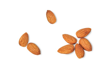 almonds on white background.