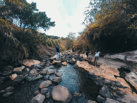 River crossing, a path that leads to a cave in Sagada, Philippines.