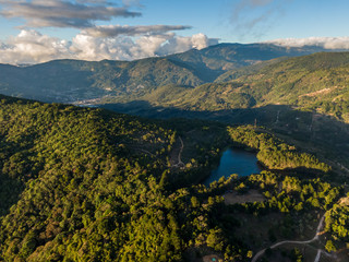 Beautiful aerial view of the mountains and the Don Manuel lagoon in Costa Rica 