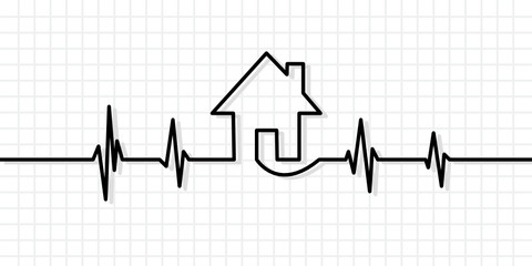 Heartbeat line with house.