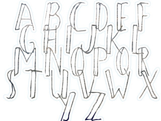 hand drawn alphabet on white background