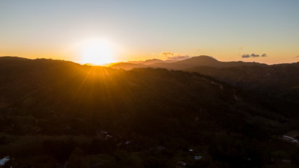 Beautiful aerial view of the mountains and the Don Manuel lagoon in Costa Rica 