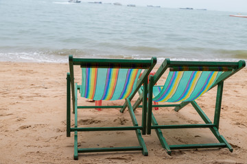 Beach bed on the beach welcome tourists to sit and relax