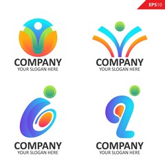 Set colorful letter i logo collection. Suitable for studio company, technology, communication, application, software, and others.