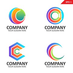 Set colorful letter C logo collection. Suitable for studio company, technology, communication, application, software, and others.