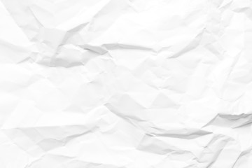 White crumpled paper texture background. Clean white paper. Top view.	