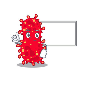 Humorous moraxella cartoon design Thumbs up bring a white board