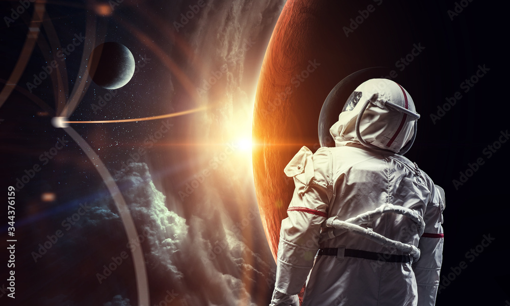 Canvas Prints spaceman and planets abstract theme