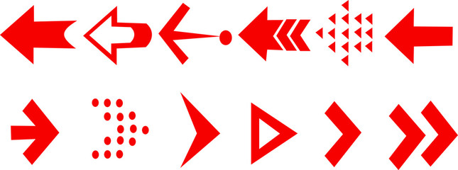 Set arrow icon. Collection different arrows sign. red ,vector arrows – vector eps10