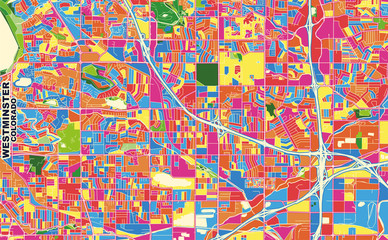 Westminster, Colorado, USA, colorful vector map