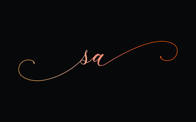 sa or s, a Lowercase Cursive Letter Initial Logo Design, Vector Template