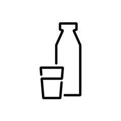Drinking bottle and glass thin icon in trendy flat style isolated on white background. Symbol for your web site design, logo, app, UI. Vector illustration, EPS