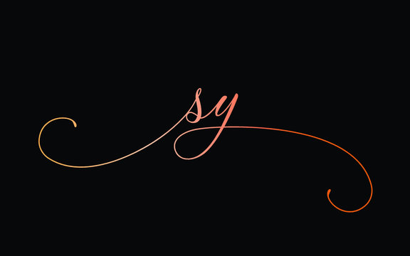 sy or s, y Lowercase Cursive Letter Initial Logo Design, Vector Template