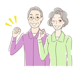 Fototapeta premium ガッツポーズするカップル