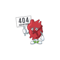 Sad face of heart cartoon character raised up 404 boards