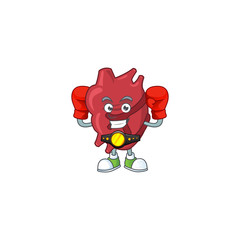 A sporty heart boxing athlete cartoon mascot design style