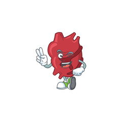 Cheerful heart mascot design with two fingers