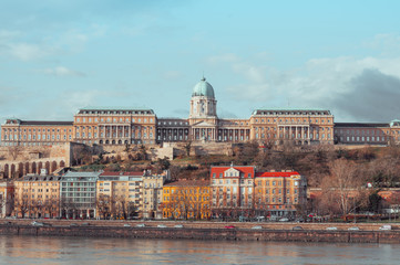 Buda castle on a winter day in Budapest, Hungary.