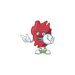 Heart mascot design concept holding a circle clock
