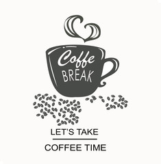 cafee time hipster vintage stylized lettering .vektor illustration,simple 