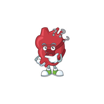 Heart mascot design concept having confuse gesture