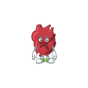 Cartoon picture of heart with worried face