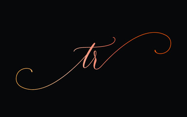 tr or t, r Lowercase Cursive Letter Initial Logo Design, Vector Template