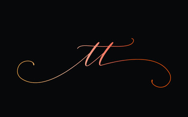 tt or t Lowercase Cursive Letter Initial Logo Design, Vector Template
