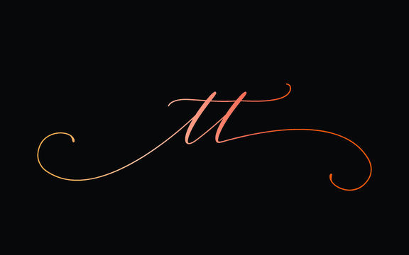 tt or t Lowercase Cursive Letter Initial Logo Design, Vector Template