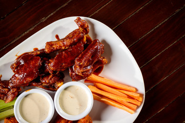 Spicy Chicken Wings and Veggies