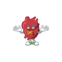 Heart mascot cartoon design with quiet finger gesture