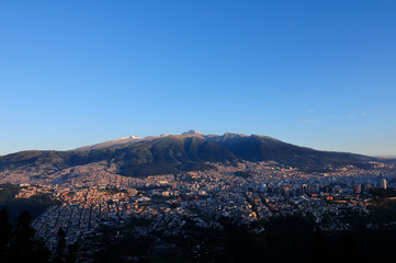 Fototapeta na wymiar Quito city on the slopes of the Pichincha Volcano.
