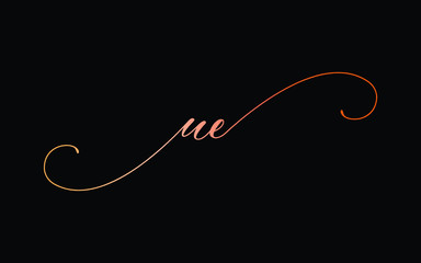 ue or u, e Lowercase Cursive Letter Initial Logo Design, Vector Template