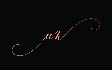 un or u, n Lowercase Cursive Letter Initial Logo Design, Vector Template