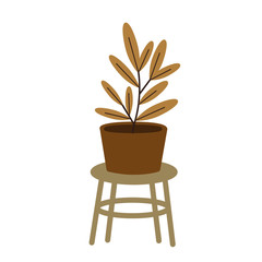 Pot with a home flower. Scandinavian style. Simple vector illustration.