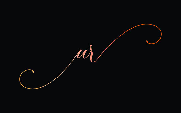 ur or u, r Lowercase Cursive Letter Initial Logo Design, Vector Template