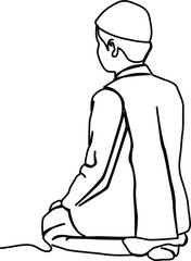 one line continuous drawing boy praying