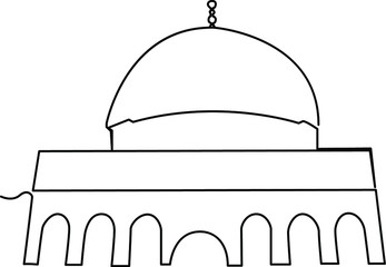 one line continuous drawing simple mosque