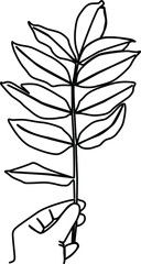 one line continuous drawing holding leaves