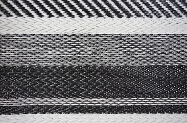 Black and white stripe plastic woven mat texture