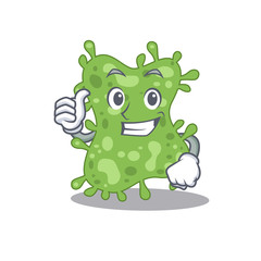 Salmonella enterica cartoon character design making OK gesture