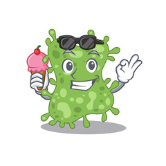 Cartoon design concept of salmonella enterica having an ice cream